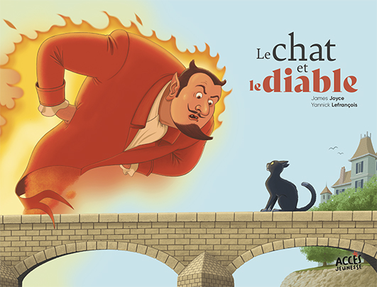 Couverture du livre jeunesse Le chat et le diable, illustré par un chat et un diable sur un pont.
